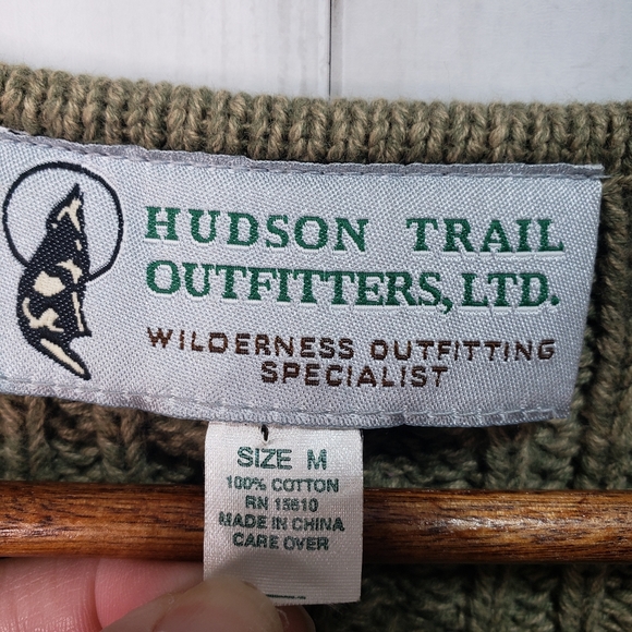 Vintage Hudson Trail Outfitters Green Cable Knit - Picture 3 of 6